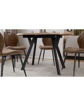 ALMO Dub Craft zlatý / čierne nohy - OVÁLNY ROZKLADACÍ STÔL 120-220 cm PRE 10-12 OSÔB