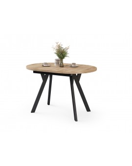 ALMO Dub Craft zlatý / čierne nohy - OVÁLNY ROZKLADACÍ STÔL 120-220 cm PRE 10-12 OSÔB