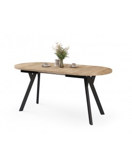 ALMO Dub Craft zlatý / čierne nohy - OVÁLNY ROZKLADACÍ STÔL 120-220 cm PRE 10-12 OSÔB