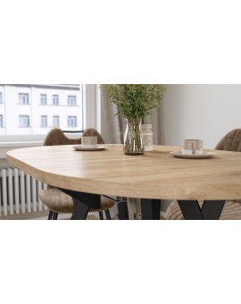 ALMO Golden Craft Oak / black legs - OVAL EXTENDING TABLE 140-240 cm FOR 10-12 PEOPLE