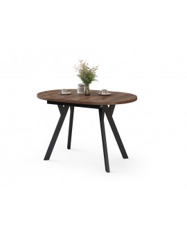 ALMO Hnedý dub / čierne nohy - OVÁLNY ROZKLADACÍ STÔL 120-220 cm PRE 10-12 OSÔB