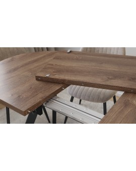ALMO Hnedý dub / čierne nohy - OVÁLNY ROZKLADACÍ STÔL 140-240 cm PRE 10-12 OSÔB