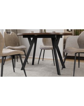 ALMO Hnedý dub / čierne nohy - OVÁLNY ROZKLADACÍ STÔL 140-240 cm PRE 10-12 OSÔB