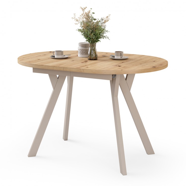 ALMO Artisan Oak / cashmere legs - OVAL EXTENDING TABLE 120-220 cm FOR 10-12 PEOPLE
