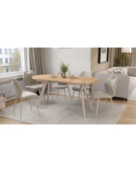 ALMO Artisan Oak / cashmere legs - OVAL EXTENDING TABLE 140-240 cm FOR 10-12 PEOPLE