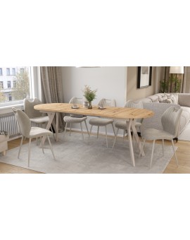 ALMO Artisan Oak / cashmere legs - OVAL EXTENDING TABLE 140-240 cm FOR 10-12 PEOPLE