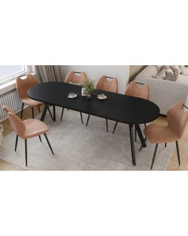 Stół owalny rozkładany ALMO Czarny Mat / nogi czarne 120x80 cm