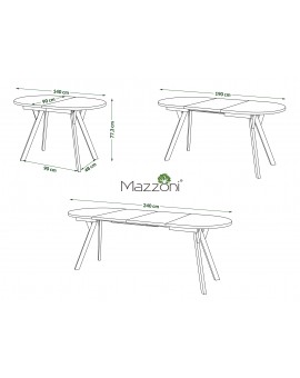 ALMO Čierny mat / čierne nohy - OVÁLNY ROZKLADACÍ STÔL 120-220 cm PRE 10-12 OSÔB