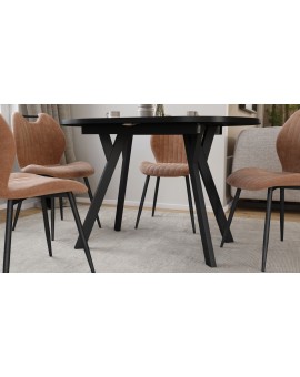 ALMO Čierny mat / čierne nohy - OVÁLNY ROZKLADACÍ STÔL 120-220 cm PRE 10-12 OSÔB