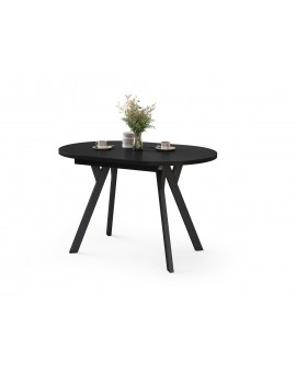 ALMO Čierny mat / čierne nohy - OVÁLNY ROZKLADACÍ STÔL 120-220 cm PRE 10-12 OSÔB