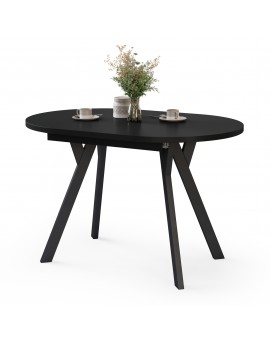 ALMO Black Matt / black legs - OVAL EXTENDING TABLE 140-240 cm FOR 10-12 PEOPLE