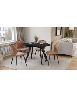 ALMO Black Matt / black legs - OVAL EXTENDING TABLE 140-240 cm FOR 10-12 PEOPLE