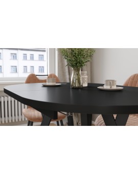 ALMO Black Matt / black legs - OVAL EXTENDING TABLE 140-240 cm FOR 10-12 PEOPLE