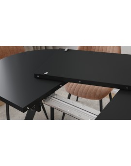 ALMO Čierny mat / čierne nohy - OVÁLNY ROZKLADACÍ STÔL 140-240 cm PRE 10-12 OSÔB