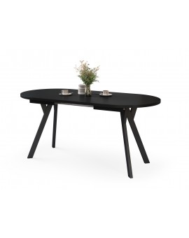 ALMO Čierny mat / čierne nohy - OVÁLNY ROZKLADACÍ STÔL 140-240 cm PRE 10-12 OSÔB