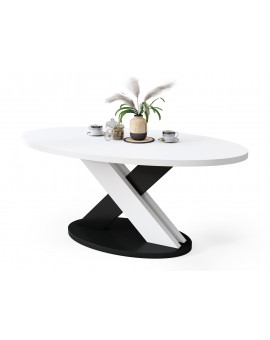 LOXA White / Black - OVAL COFFEE TABLE 120x65 cm