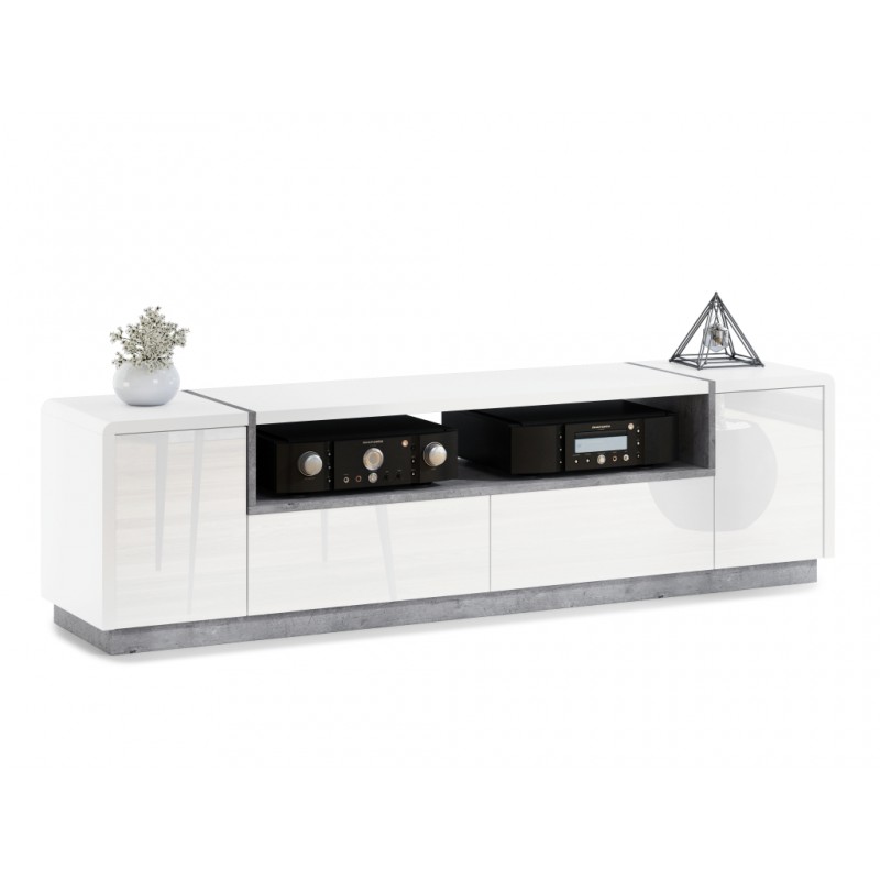 FOLK RTV-185, tv skrinka, BIELY MAT / BIELY LESK / BETON MILLENIUM