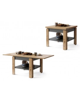 LEO Dub Artisan/Antracit (tmavošedá) – KOMPAKTNÝ STOLČEK S ROZKLADACOU DOSKOU