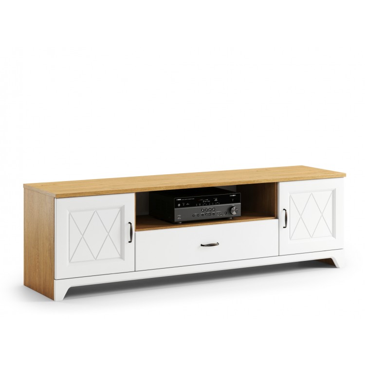 RTV skrinka PROVENZA D2SZ1 Kamenitý Dub/Biely Mat - TELEVÍZNY STOLÍK DO OBÝVACEJ IZBY RETRO RTV skrinka PROVENZA D2SZ1 Kamenitý Dub/Biely Mat - TELEVÍZNY STOLÍK DO OBÝVACEJ IZBY RETRO