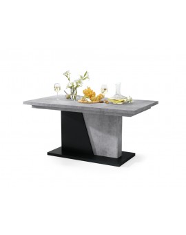 NOBLE NOIR Betón Millenium/Čierny Mat - ROZKLADANÝ STÔL DO 218 cm, pre 8, 10 osôb.