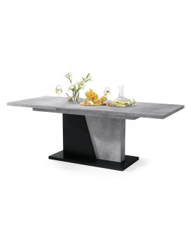 NOBLE NOIR Betón Millenium/Čierny Mat - ROZKLADANÝ STÔL DO 218 cm, pre 8, 10 osôb.