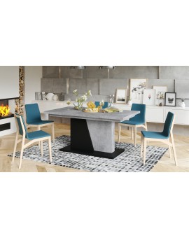 NOBLE NOIR Betón Millenium/Čierny Mat - ROZKLADANÝ STÔL DO 218 cm, pre 8, 10 osôb.