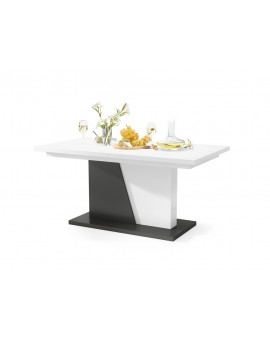 NOBLE NOIR Biely Mat/Antracit (Tmavo Šedý) - ROZKLADANÝ STÔL DO 218 cm, pre 8, 10 osôb.