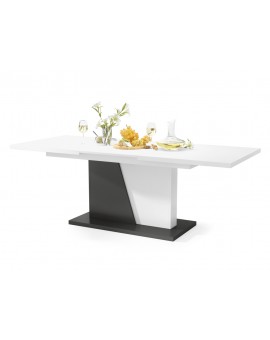 NOBLE NOIR Biely Mat/Antracit (Tmavo Šedý) - ROZKLADANÝ STÔL DO 218 cm, pre 8, 10 osôb.