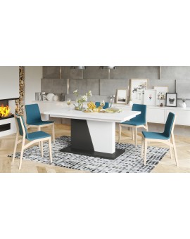 NOBLE NOIR Biely Mat/Antracit (Tmavo Šedý) - ROZKLADANÝ STÔL DO 218 cm, pre 8, 10 osôb.