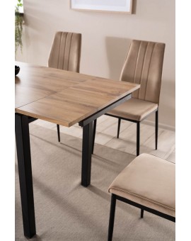 Stolička ATENA béžová (látka Bluvel 28) - moderná, čalúnená, zamatová, do obývačky, jedálne, kancelárie, kuchyne