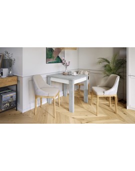 FONTE Svetlý Betón Ateliér / Biely Mat - KLASICKÝ STÔL DO KUCHYNE/OBÝVACEJ IZBY 85x75 ROZKLADANÝ DO 130   cm!
