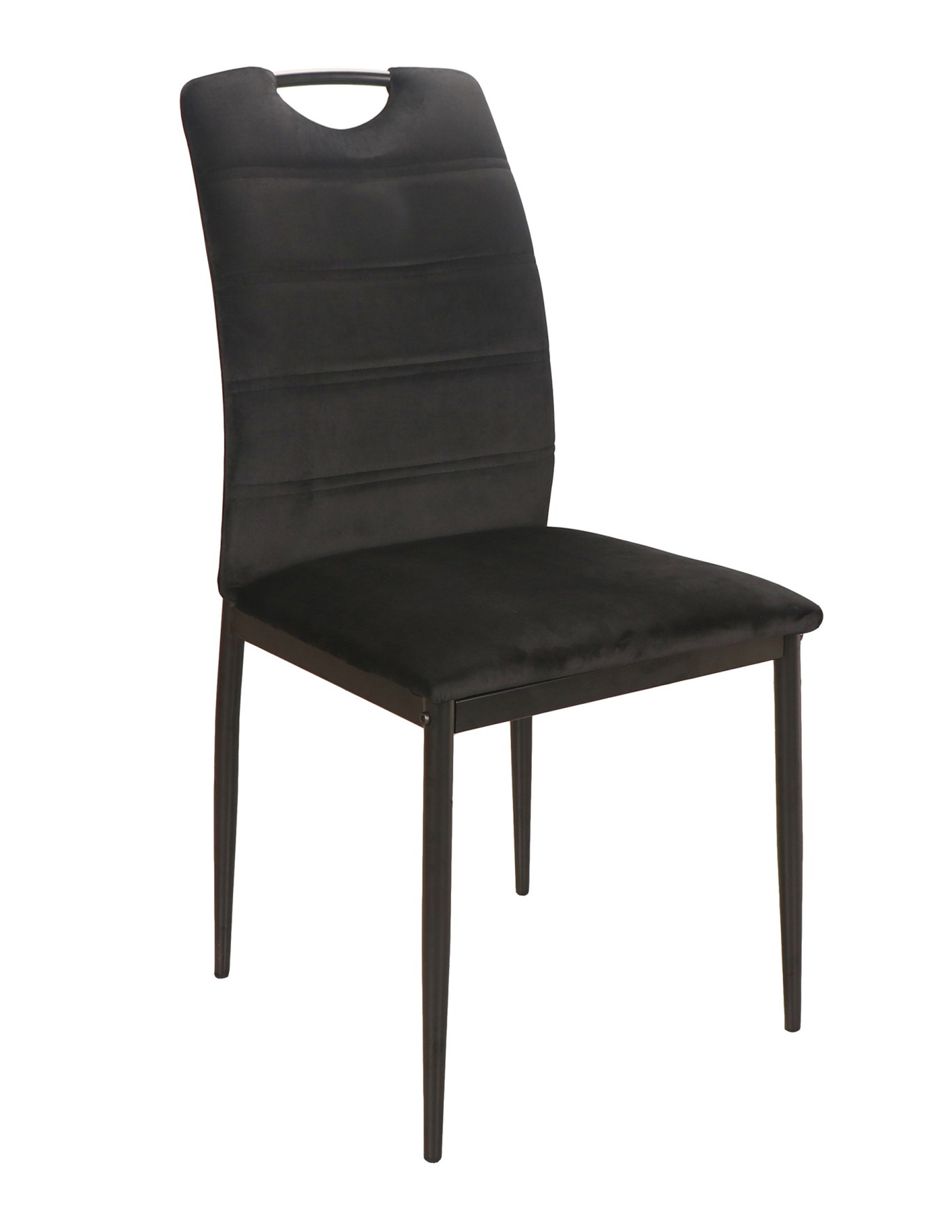 Stolička RIP čierna (látka Bluvel 19) - moderná, čalúnená, zamatová, do obývačky, jedálne, kancelárie, s lakťovou opierkou