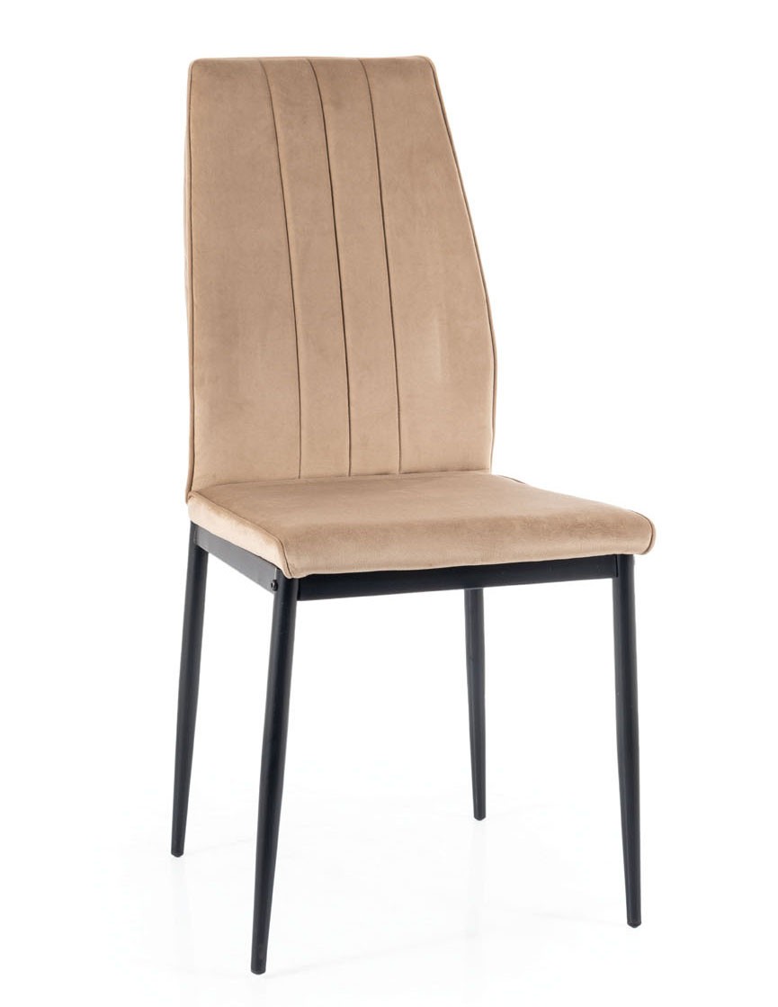 Stolička ATOM béžová (látka Bluvel 28) - moderná, čalúnená, zamatová, do obývačky, jedálne, kancelárie, kuchyne