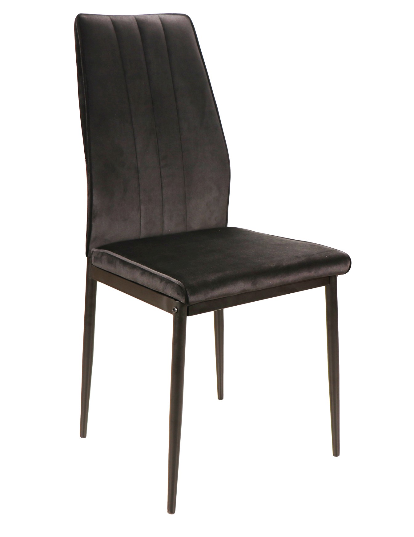 Stolička ATOM čierna (látka Bluvel 19) - moderná, čalúnená, zamatová, do obývačky, jedálne, kancelárie, kuchyne