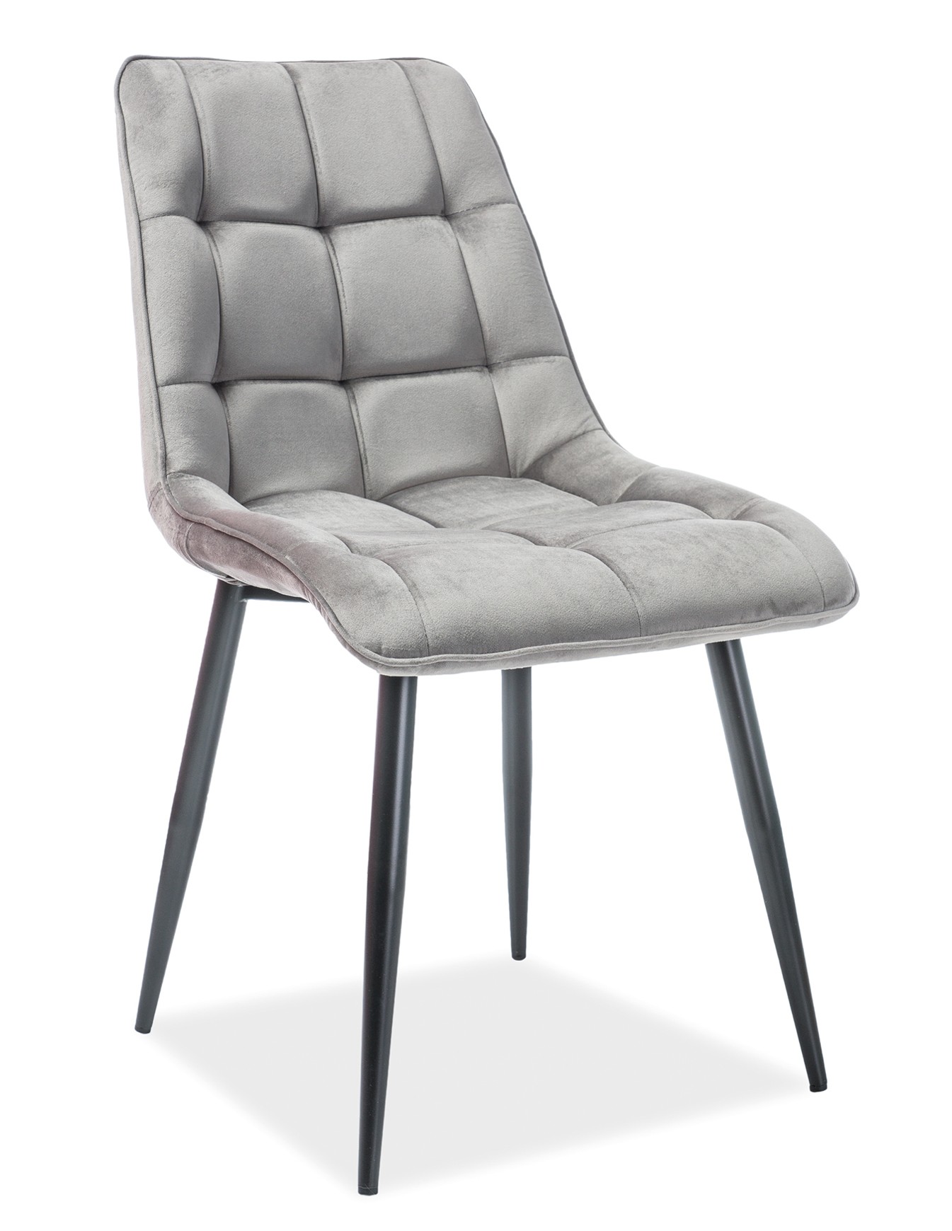 Stolička CHIC sivá (látka Bluvel 14) - moderná, čalúnená, zamatová, do obývačky, jedálne
