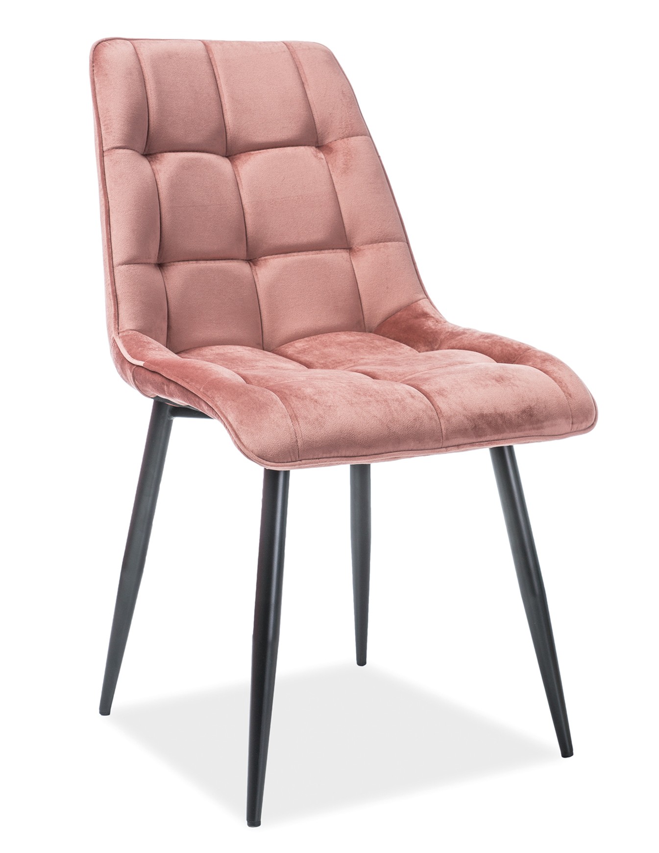 Stolička CHIC púdrová ružová (látka Bluvel 52) - moderná, čalúnená, zamatová, do obývačky, jedálne