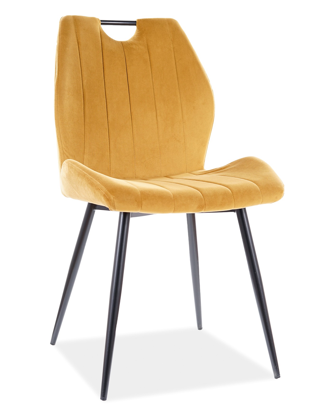 Stolička ARCO curry (žltá / horčicová) (látka Bluvel 68) - moderná, čalúnená, do obývačky / jedálne